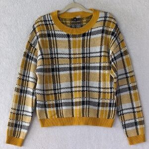 Divided Junior's‎ Yellow Plaid Academia Schoolgirl Sweater Size M